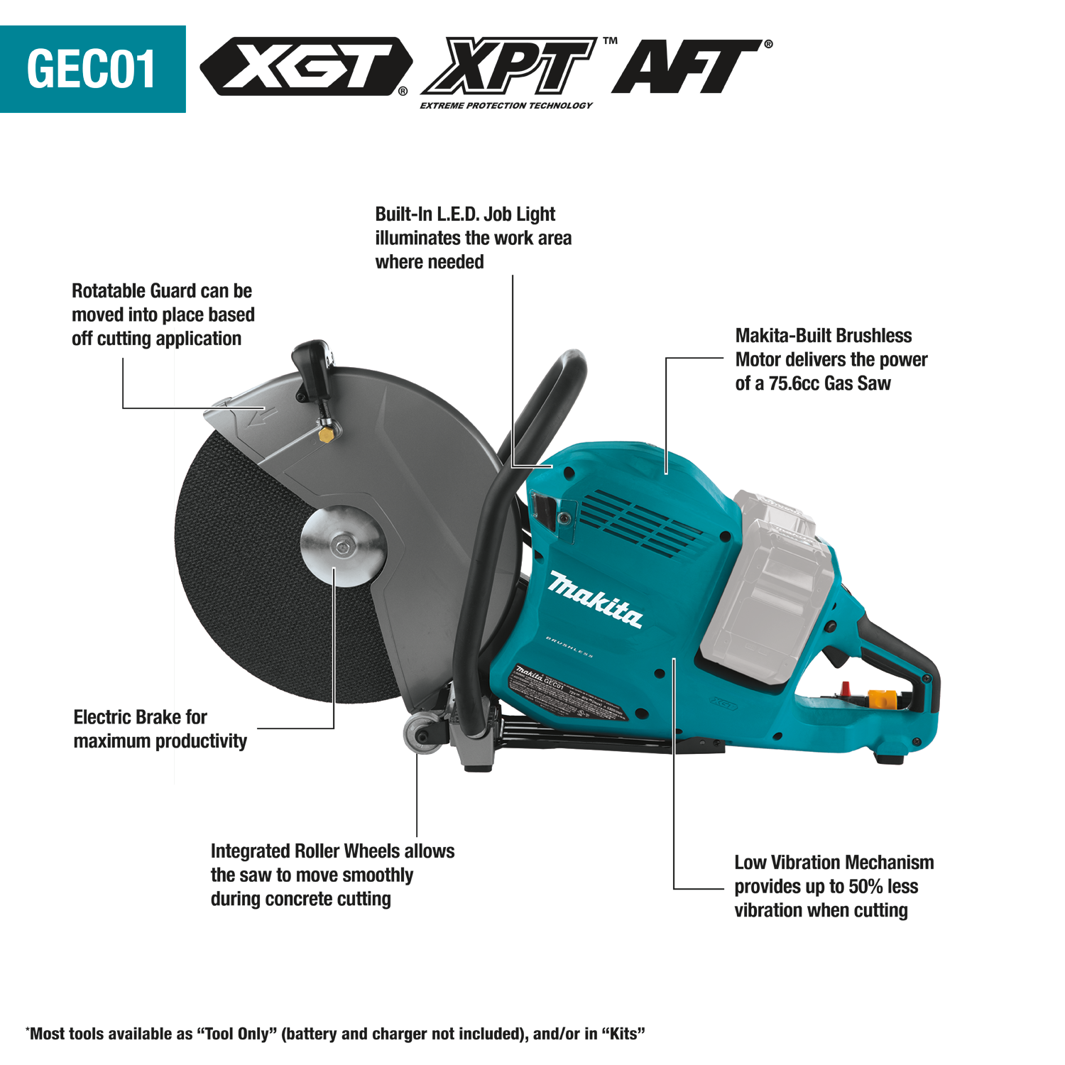 Makita 80V max (40V X2) XGT sin escobillas de iones de litio de 14 pulgadas. Kit de cortadora eléctrica AFT inalámbrica con freno eléctrico y 4 baterías (8 Ah) Makita 80V max (40V X2) XGT sin escobillas de iones de litio de 14 pulgadas. Kit de cortadora eléctrica AFT inalámbrica con freno eléctrico y 4 baterías (8 Ah)